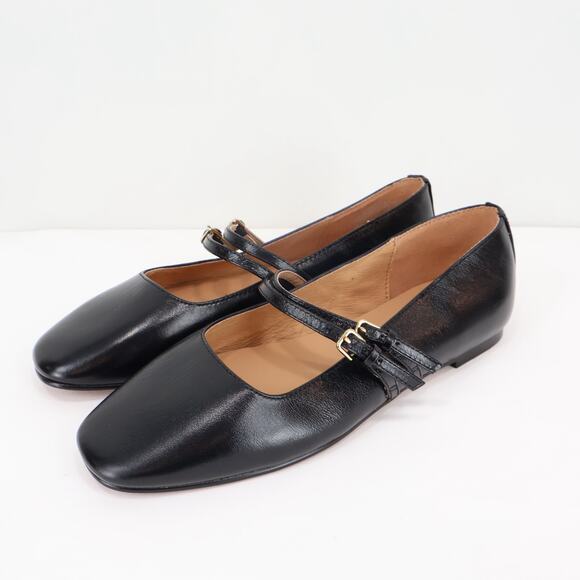 Madewell The Greta Double Strap Ballet Flat True Black Size 8 NWOB - Picture 2 of 9
